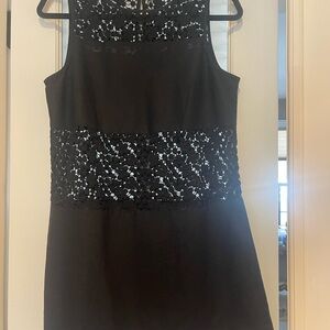 Tory Burch Black Cutout linen and lace Sheath Mini Dress